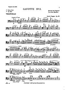 Partition de violoncelle, Gavotte No.2 Op.23, Popper, David