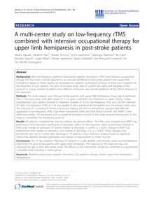 A multi-center study on low-frequency rTMS combined with intensive occupational therapy for upper limb hemiparesis in post-stroke patients