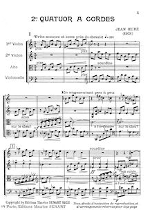 Partition complète, corde quatuor No.2, 2ème Quatuor à cordes, Huré, Jean