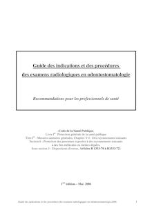 Guide des indications et procédures des examens radiologiques en odonto-stomatologie