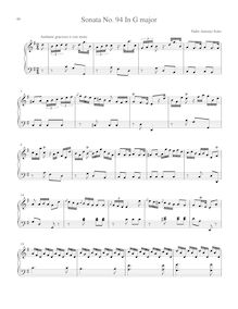 Partition Sonata R.94 en G major, clavier sonates R.91-100, Soler, Antonio