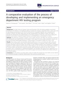 A comparative evaluation of the process of developing and implementing an emergency department HIV testing program