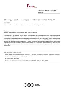 Développement économique et stature en France, XIXe-XXe siècles - article ; n°3 ; vol.45, pg 755-777