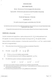 Baccalaureat 2002 mathematiques clpi s.t.l (sciences et techniques de laboratoire)