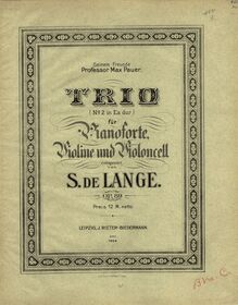 Partition couverture couleur, Piano Trio No.2, Op.89, E♭ Major, Lange Jr., Samuel de