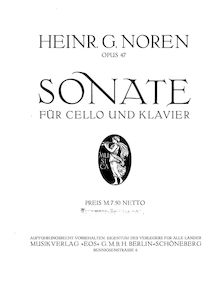 Partition de violoncelle, violoncelle Sonata, Op.47, A minor