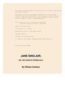Jane Sinclair; Or, The Fawn Of Springvale - The Works of William Carleton, Volume Two