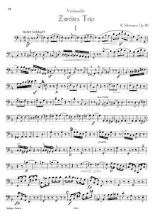 Partition de violoncelle, Piano Trio No.2, Op.80, Schumann, Robert