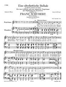 Partition 2nd version, D.923b, Eine altschottische Ballade D.923