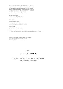 The Iliad of Homer - Translated into English Blank Verse by William Cowper