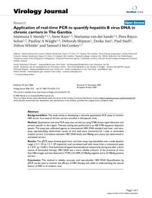 Application of real-time PCR to quantify hepatitis B virus DNA in chronic carriers in The Gambia