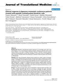 Clinical response in Japanese metastatic melanoma patients treated with peptide cocktail-pulsed dendritic cells