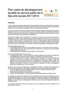 Plan cadre DD Sécurité sociale 2011-2014
