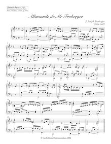 Partition Allemande, 7 clavecin pièces from Bauyn Manuscript, Froberger, Johann Jacob