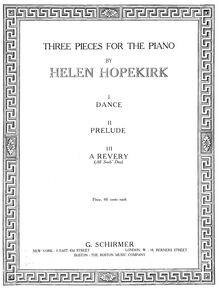 Partition No.1 danse, 3 pièces pour Piano, no.1:B major, Hopekirk, Helen