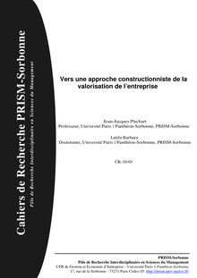 Cahiers de Recherche PRISM-Sorbonne