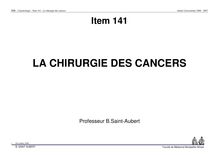 MIB Cancérologie Item La chirurgie des cancers Année Universitaire