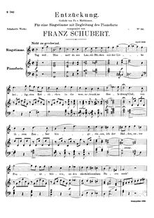 Partition complète, Entzückung, D.413, Rapture, Schubert, Franz