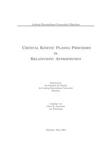 Critical kinetic plasma processes in relativistic astrophysics [Elektronische Ressource] / vorgelegt von Claus H. Jaroschek