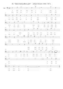 Partition basse , partie, Übers Gebirg Maria geht, E♭ major, Eccard, Johannes par Johannes Eccard