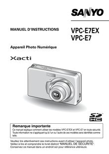 Notice Appareil Photo numériques Sanyo  VPC-E7