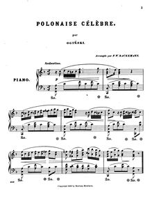 Partition complète, Polonaise Celebre, A minor, Ogiński, Michał Kleofas