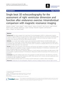 Single beat 3D echocardiography for the assessment of right ventricular dimension and function after endurance exercise: Intraindividual comparison with magnetic resonance imaging