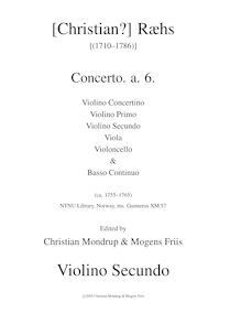 Partition violons II, Concerto a 6, Gunnerus XM 57, D major, Ræhs, Christian