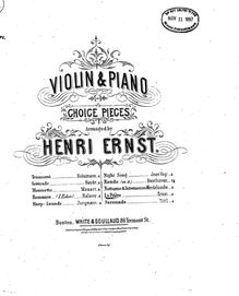 Partition de piano, partition de violon, La Priere, Ernst, Heinrich Wilhelm