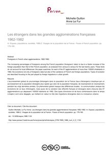 Les étrangers dans les grandes agglomérations françaises 1962-1982 - article ; n°2 ; vol.4, pg 179-190