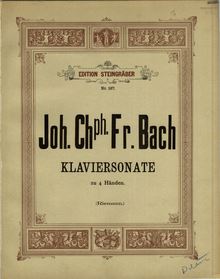 Partition couverture couleur, Sonata en A major (4 mains), Bach, Johann Christoph Friedrich