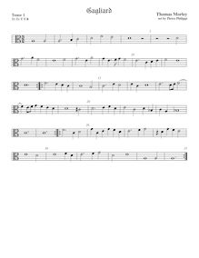 Partition ténor viole de gambe 1, alto clef, Pavan et Galliard pour 5 violes de gambe par Thomas Morley
