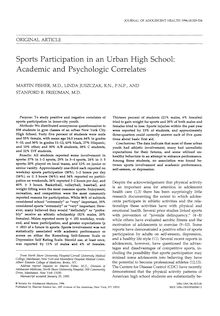 Sports Participation in an Urban High School: Academic and ...