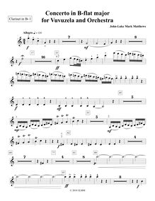 Partition clarinette 1 (en B♭), Vuvuzela Concerto, Bb major, Matthews, John-Luke Mark