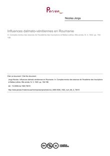 Influences dalmato-vénitiennes en Roumanie - article ; n°3 ; vol.66, pg 194-198