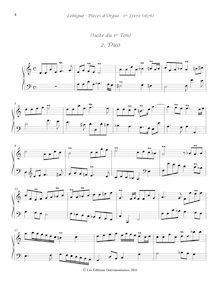 Partition , Duo, Livre d orgue No.1, Premier Livre d Orgue, Lebègue, Nicolas