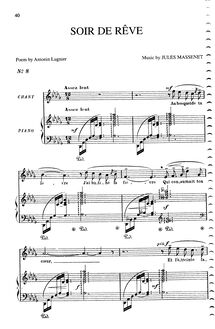 Partition complète (D? Major: medium voix et piano), Soir de rêve