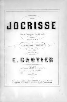 Partition complète, Jocrisse, Opéra comique en un acte, Gautier, Eugène