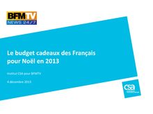 CSA : Le budget cadeaux des Français pour Noël en 2013