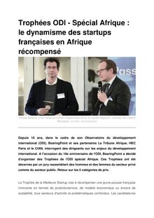 Trophées ODI - Spécial Afrique : le dynamisme des startups françaises en Afrique récompensé