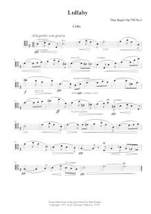 Partition , Wiegenlied - violoncelle Transcription,  pour violon et Piano, Op.79d
