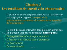 Droit – Thème 3 – Le droit et la relation de travail dans l’entreprise – Chap 3 – Les conditions de travail et la rémunération