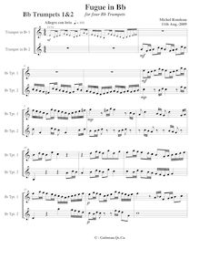 Partition trompettes 1/2 (B♭), Fugue pour 4 trompettes en B-flat major