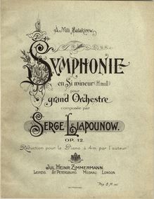 Partition Color Covers, Symphonie en Si mineur, pour grand orchestre