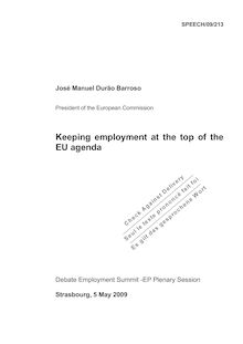 Keeping employment at the top of the eu agenda
