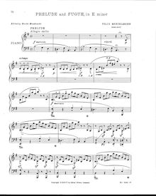 Partition No.1 en E minor, 6 préludes et Fugues, Op.35, Mendelssohn, Felix
