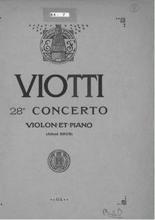 Partition de violon, violon Concerto No.28, A minor, Viotti, Giovanni Battista