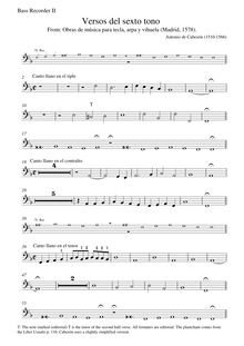 Partition basse enregistrement  2, Versos del sexto tono, Keyboard instrument