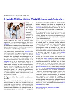 Sylvain BLONDIN se félicite « ERASMUS s’ouvre aux infirmier(e)s » 