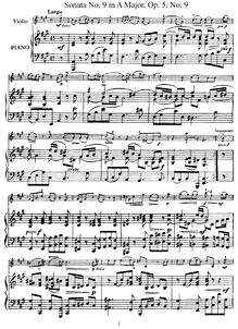 Partition No.9 en A major, 12 violon sonates, Op.5, Corelli, Arcangelo